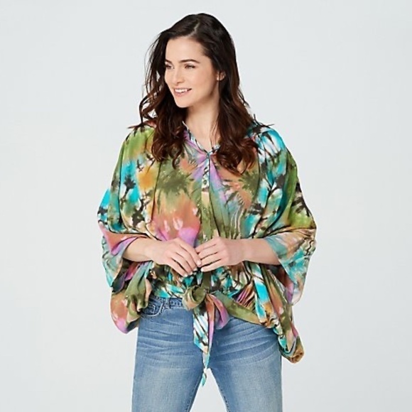 Tolani Collection Womens Tie Dye Print Top Multicolor Relaxed Fit Modal Size XXS - Picture 1 of 15